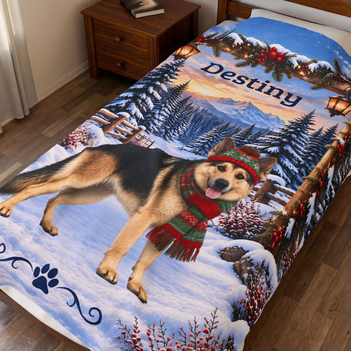 German Shepherd (Reverse Mask Coat) - Personalized Winter Velveteen Blanket, Custom Dog Name Gift - MySisterIsAsurvor