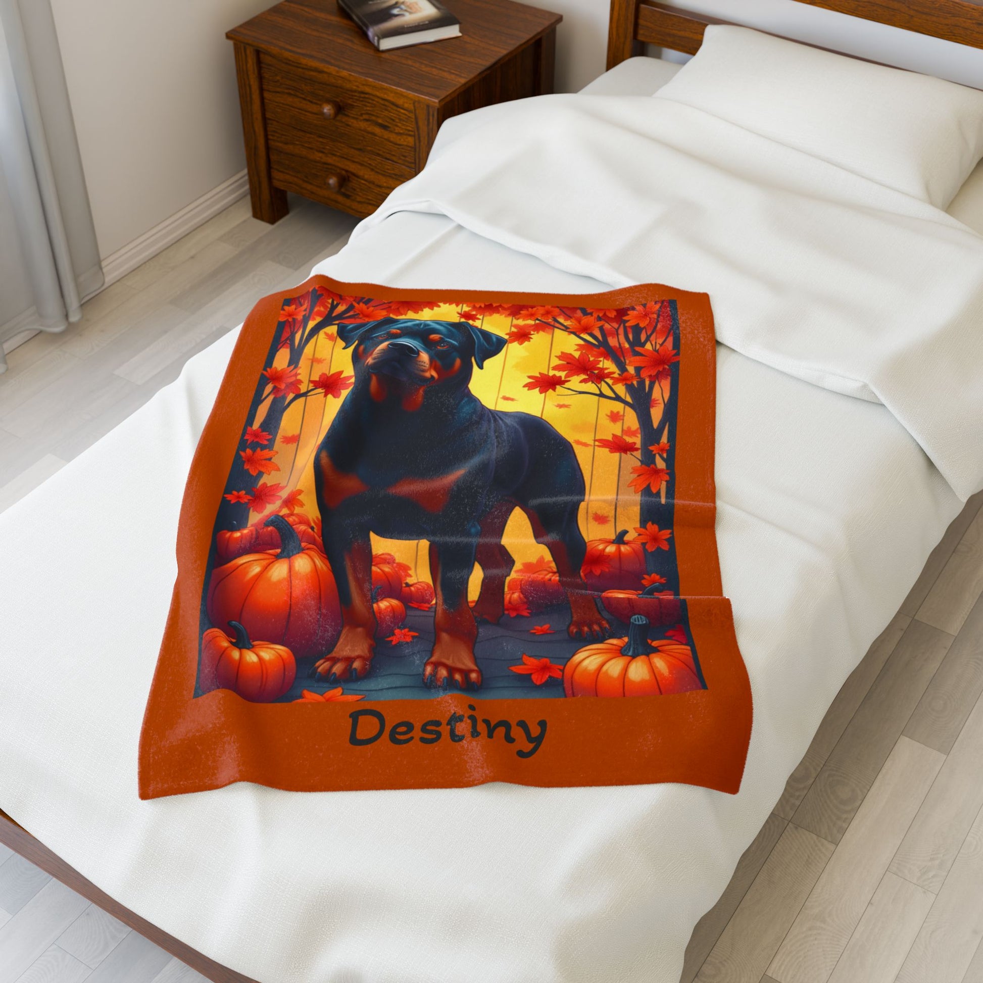 Black and Mahogany Rottweiler velveteen plush blanket, soft personalized dog throw for Rottie owners - MySisterIsASurvivor