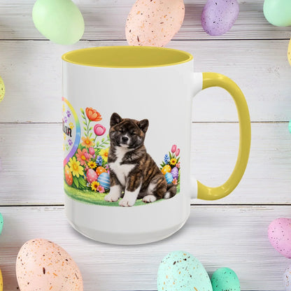 Shop our premium akita brindle puppy easter mug from MySisterIsASurvivor.