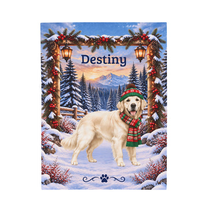 Golden Retriever (English Cream Coat) - Custom Name Winter Blanket, Personalized Goldie Mom Gift