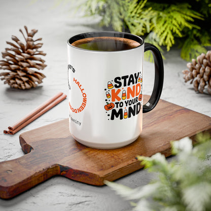 Stay Kind to Your Mind Halloween Mug - Personalized Mindfulness Coffee Cup Gift for Spooky Season