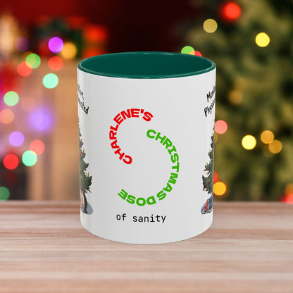 Mentally Festive, Physically Exhausted - Christmas Mug with Colorful Design and Accent Color