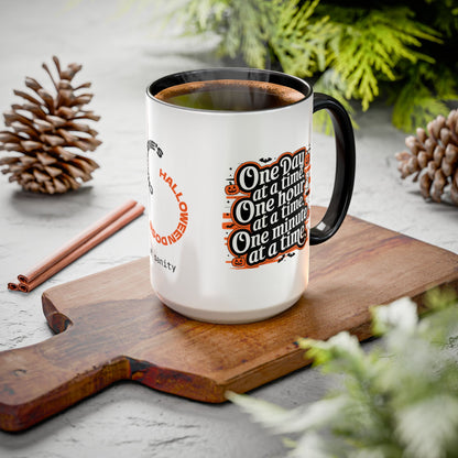 One Day at a Time Halloween Mug - Personalized Recovery & Mental Health Coffee Cup Gift