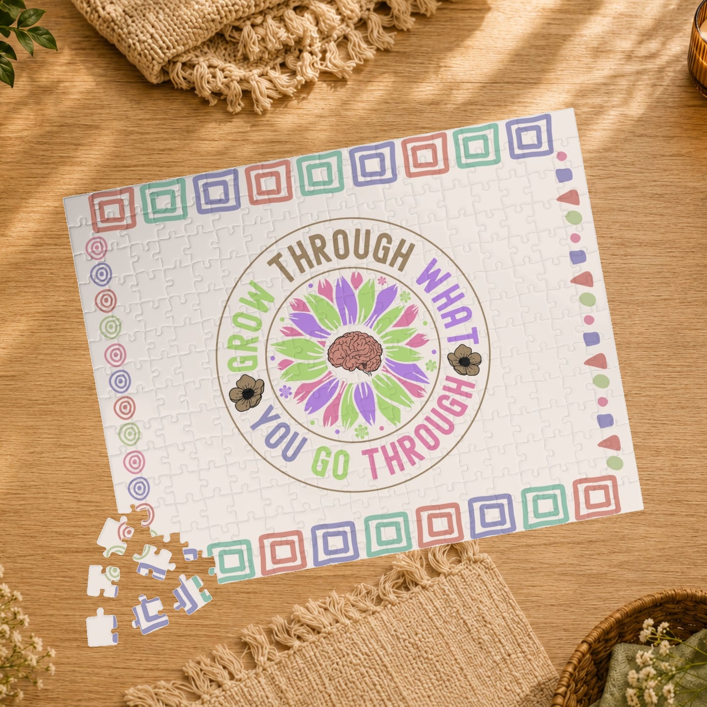 Grow Through What You Go Through - Affirmation Puzzle Gift for Survivors and Puzzle Lovers