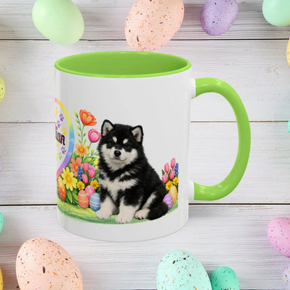 Shop our alaskan malamute black white puppy easter mug featuring the 11oz style option from MySisterIsASurvivor.