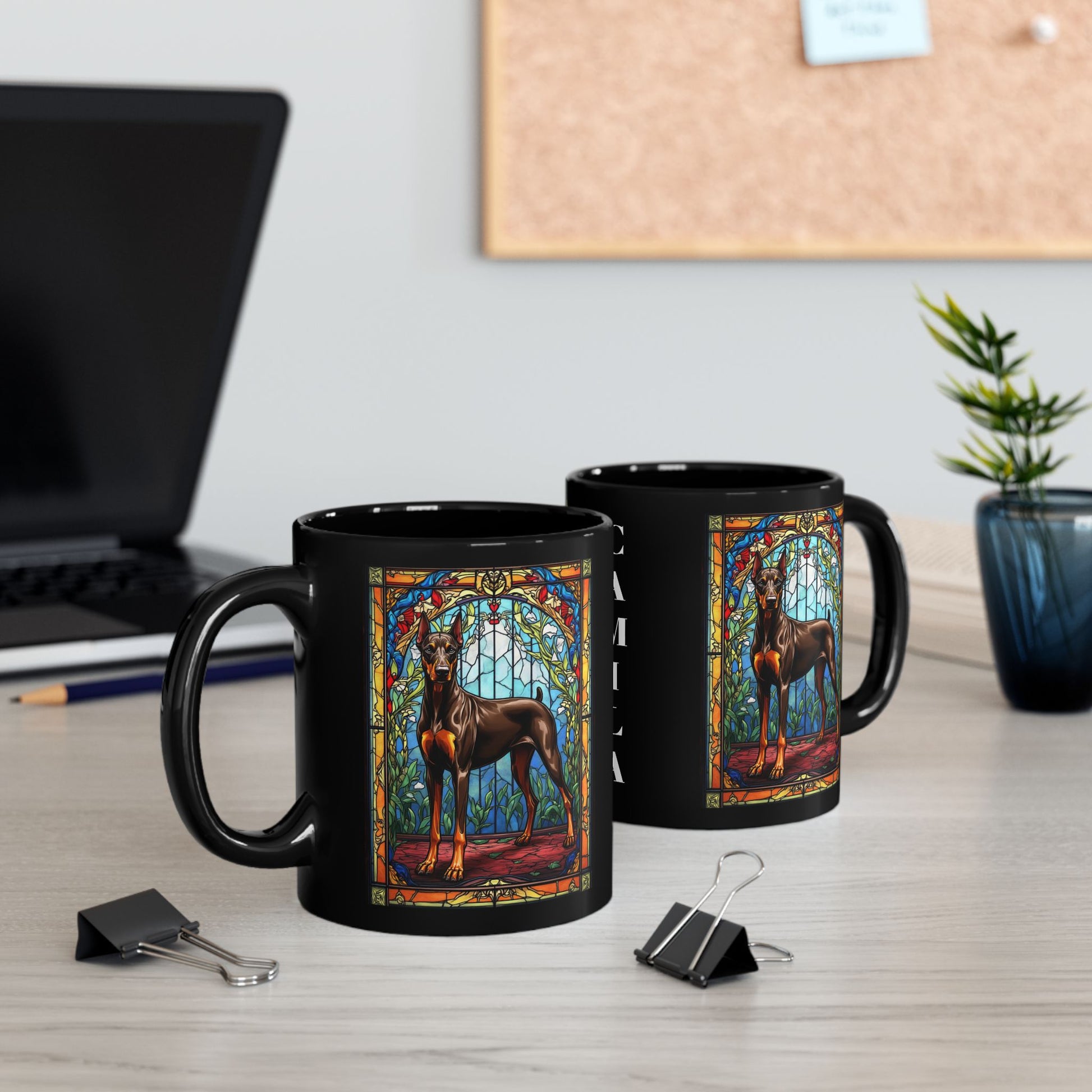 Doberman Pinscher (Red & Rust) Personalized Mug, Pet Lover Mug, Dog Coffee Mug, Custom Dobie Name Mug, Dog Lover Gift, Dog-Themed Mug