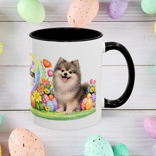 Shop our pomeranian wolf sable puppy easter mug featuring the 11oz style option from MySisterIsASurvivor.