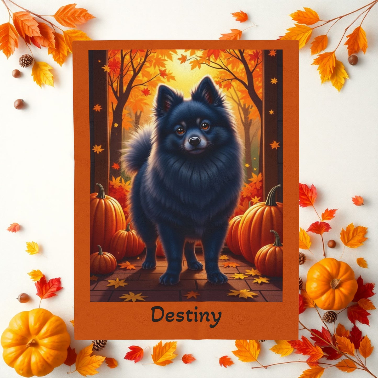 Blue Pomeranian velveteen plush blanket, soft and warm dog lover throw, perfect cozy home accent gift idea