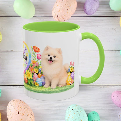 Shop our pomeranian cream puppy easter mug featuring the 11oz style option from MySisterIsASurvivor.