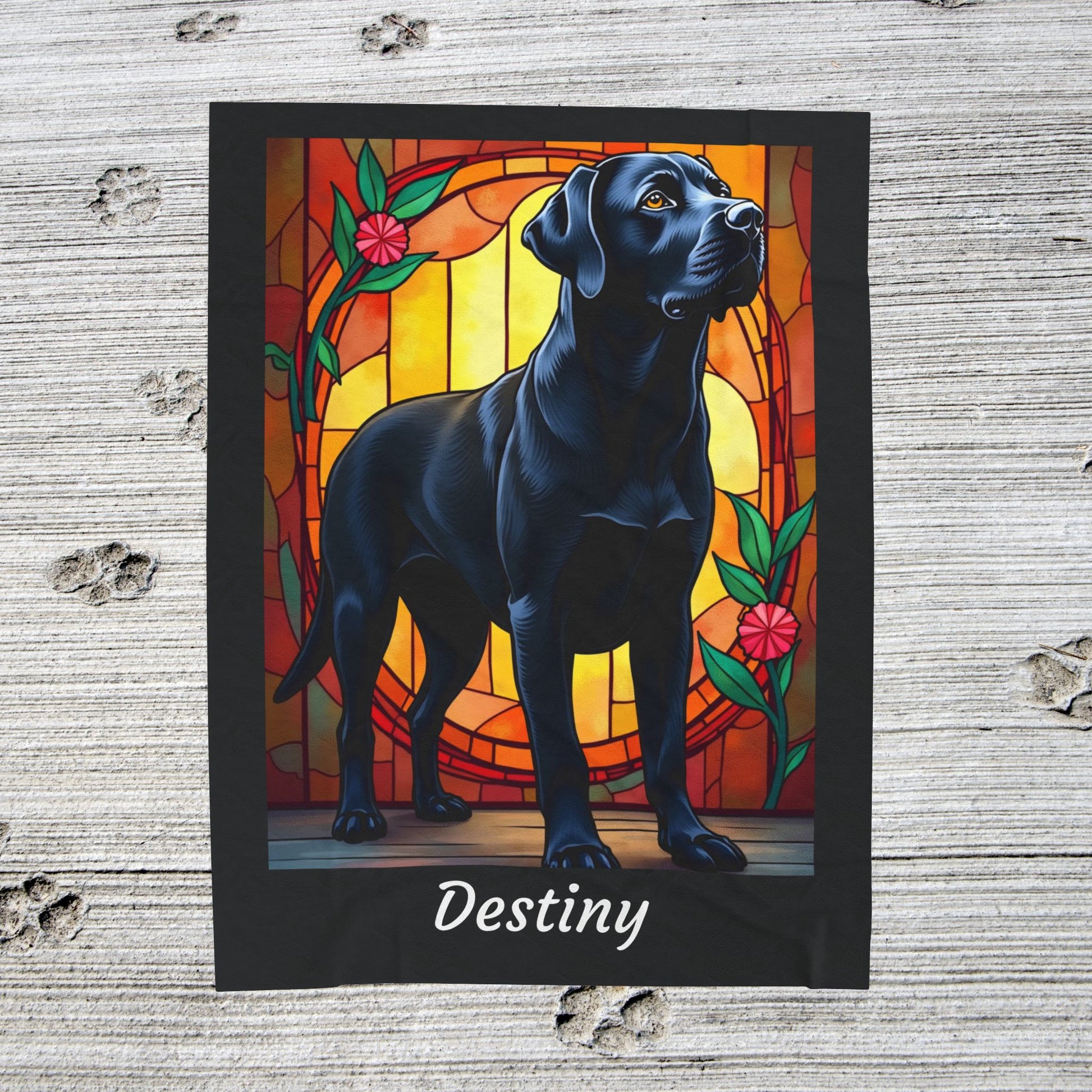 Labrador Retriever Black Coat Blanket, Velveteen Plush Custom Dog Art Throw, Gift for Humans