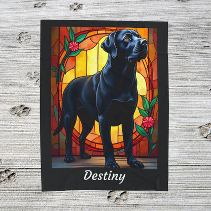Labrador Retriever Black Coat Blanket, Velveteen Plush Custom Dog Art Throw, Gift for Humans