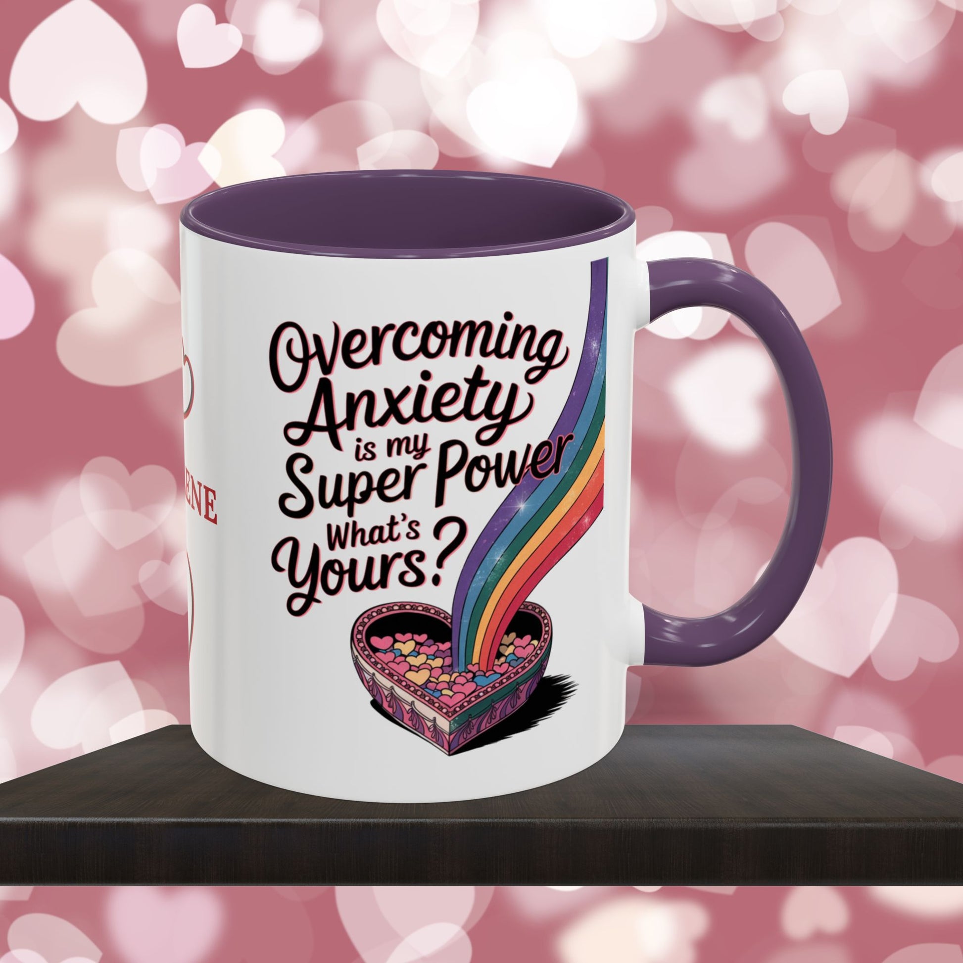Overcoming Anxiety Is My Super Power What's Yours?: Personalized Valentine's Day Affirmation Mug – Inspiring Positivity and Emotional Wellness, 11oz or 15oz