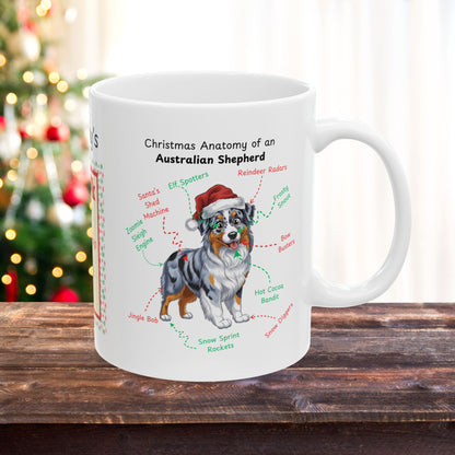 Blue Merle Australian Shepherd Christmas mug, personalized funny dog lover holiday gift cup
