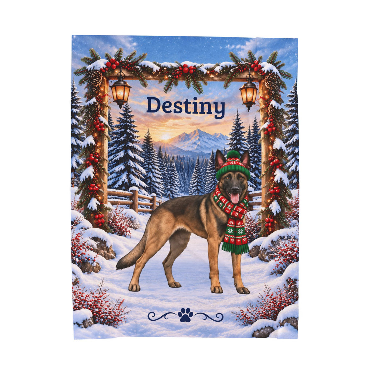 Belgian Malinois (Fawn Sable Coat) - Personalized Winter Keepsake Blanket, Custom Mali Lover Throw