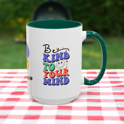 Be Kind to Your Mind - Personalized Retro Affirmation Mug for Positive Mental Health & Self-Care