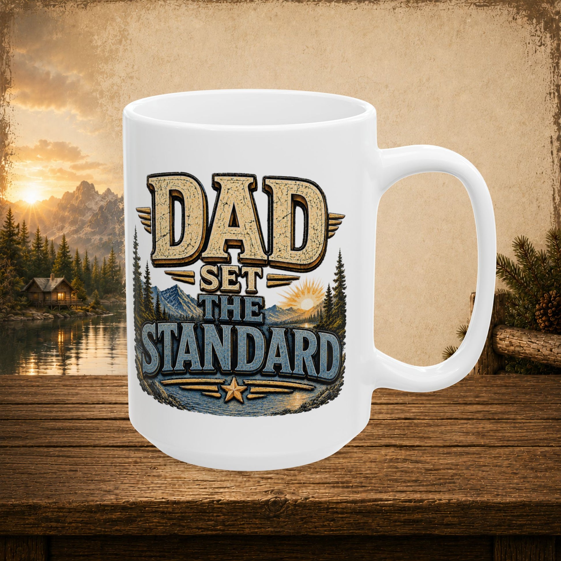Dad set the standard personalized mug, Father’s Day gift for a dad who raised the bar