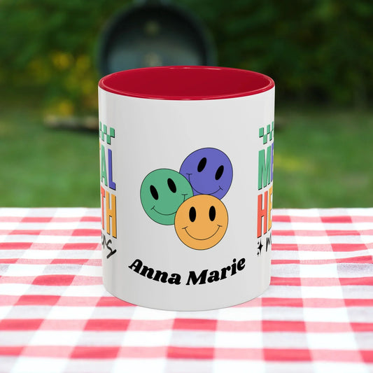 Shop our mental health matters ceramic mug 11oz 15oz featuring the 11oz style option from MySisterIsASurvivor.
