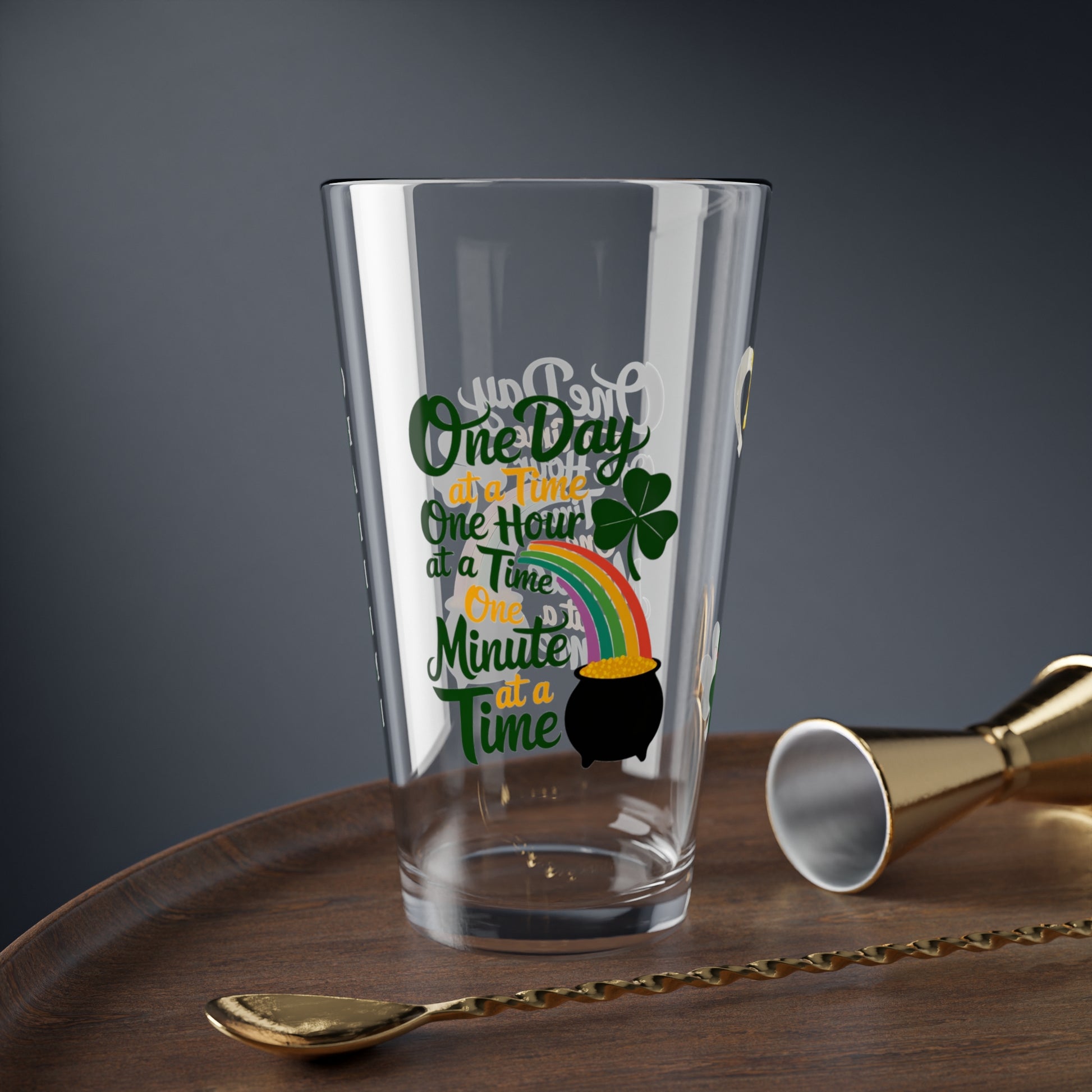 One Day At A Time One Hour At A Time One Minute At A Time: Personalized St. Patrick's Day Pint Glass - Customizable Name for Happiness and Positivity