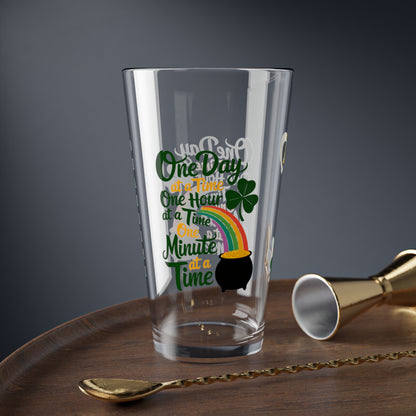 One Day At A Time One Hour At A Time One Minute At A Time: Personalized St. Patrick's Day Pint Glass - Customizable Name for Happiness and Positivity