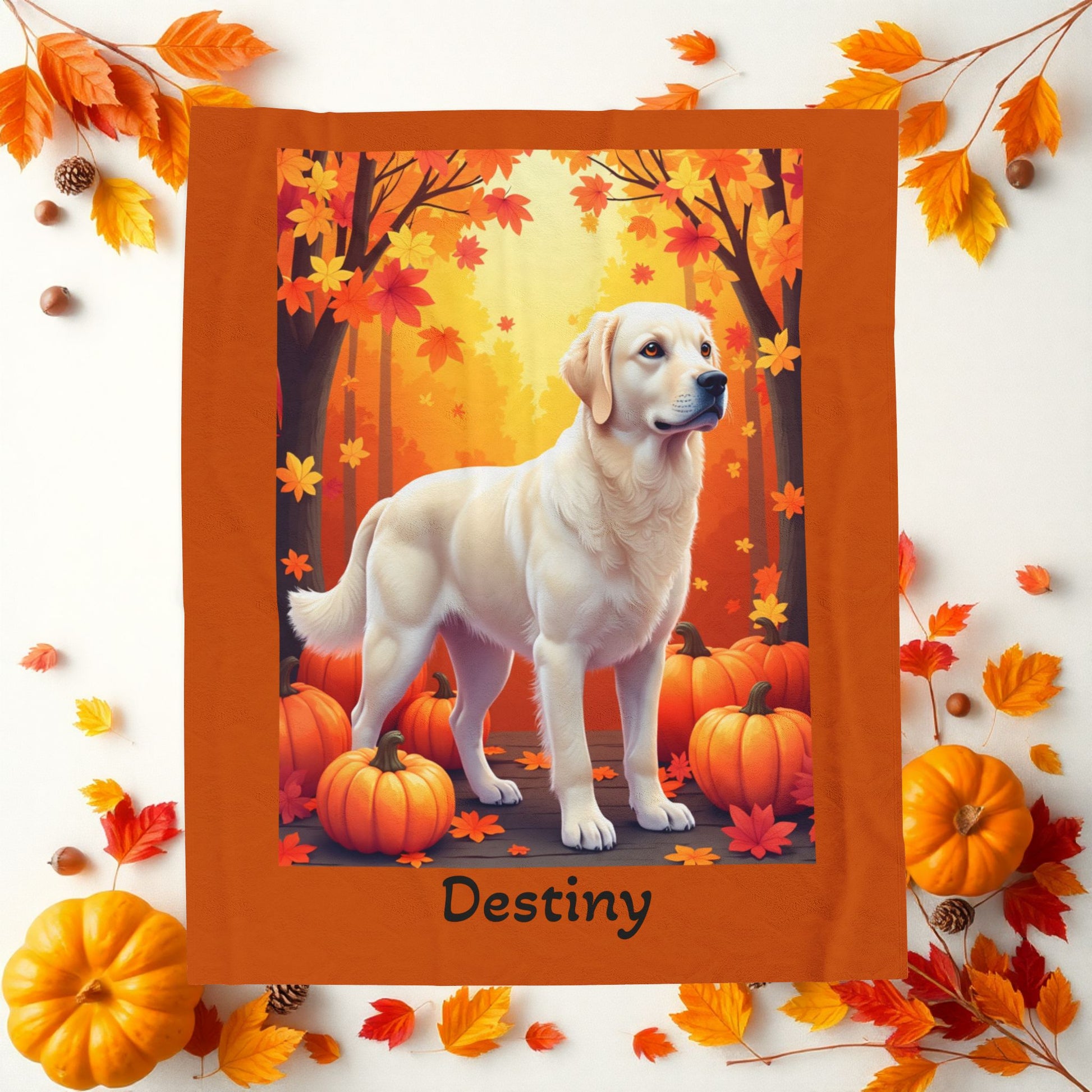 Cream Golden Retriever velveteen plush blanket, custom dog throw for Golden Retriever parents - MySisterIsASurvivor