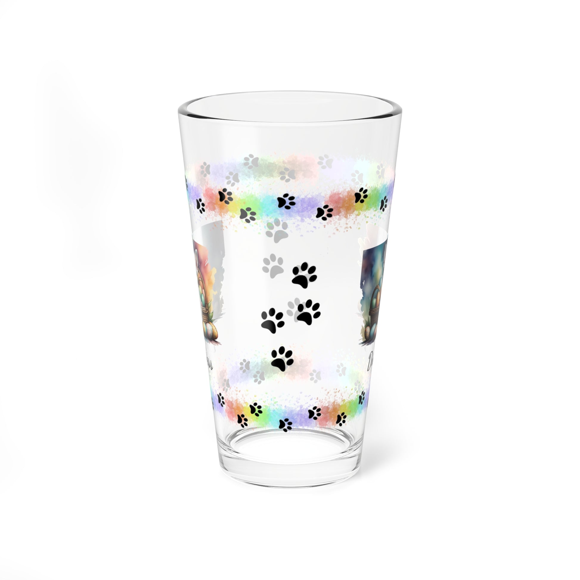 Chihuahua (White) Personalized Easter Puppy 16oz Pint Glass - Custom Dog Design, Mental Health Gift, Easter Décor, and Festive Celebrations