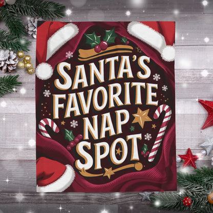 Holiday blanket “Santa’s Favorite Nap Spot” soft cozy Christmas throw for comfort and joy
