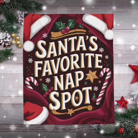 Holiday blanket “Santa’s Favorite Nap Spot” soft cozy Christmas throw for comfort and joy