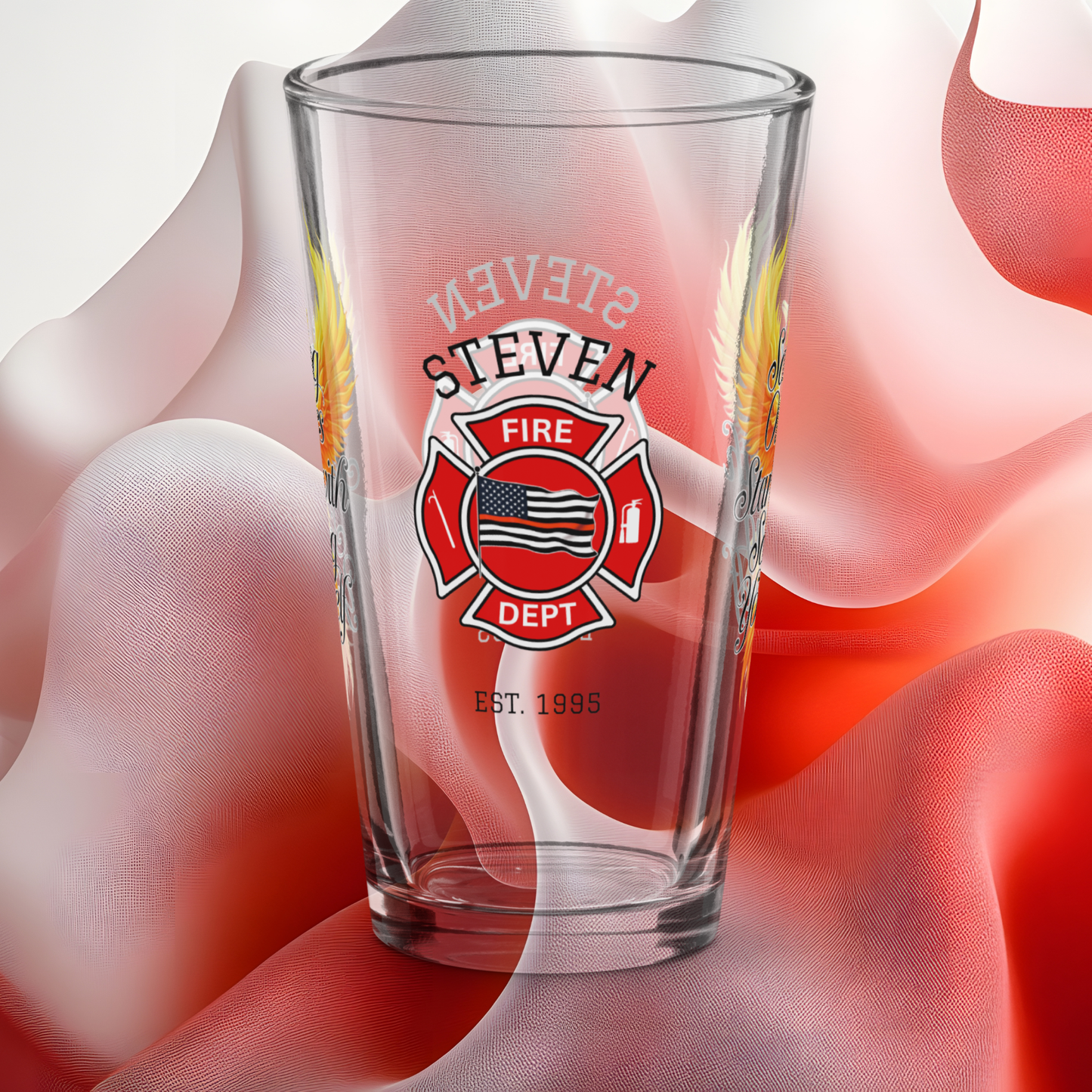 Saving Others Starts With Saving Yourself firefighter pint glass promoting firefighter self-care and healing