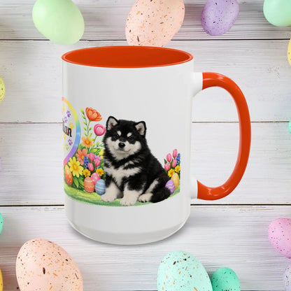 Shop our alaskan malamute black white puppy easter mug featuring the 15oz style option from MySisterIsASurvivor.