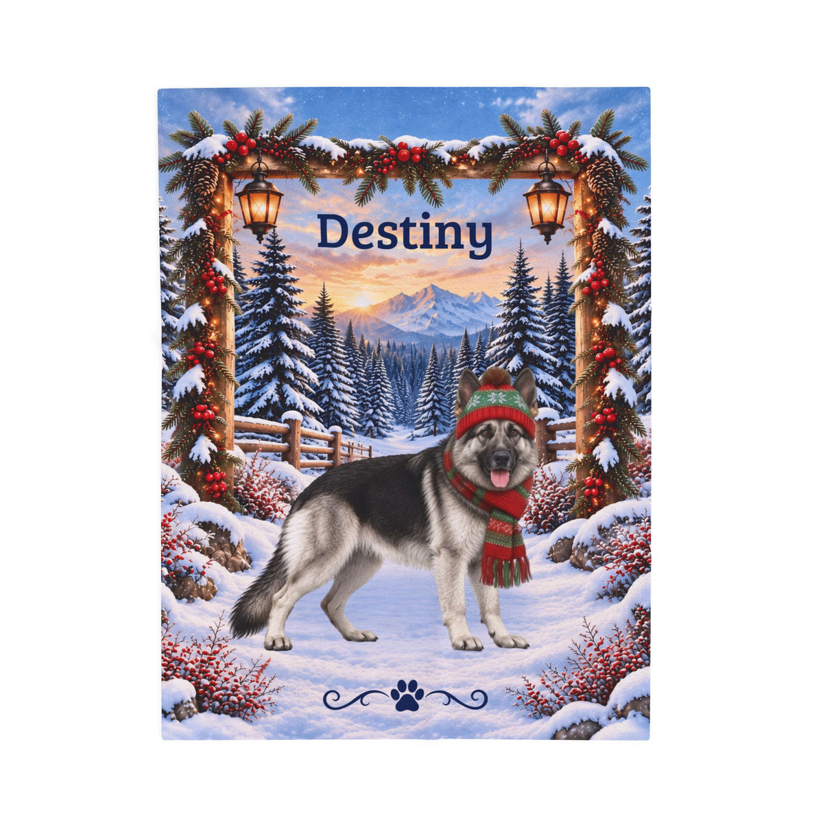 German Shepherd (Black & Silver Coat) - Personalized Winter Velveteen Throw, Custom Name Blanket - MySisterIsAsurvor