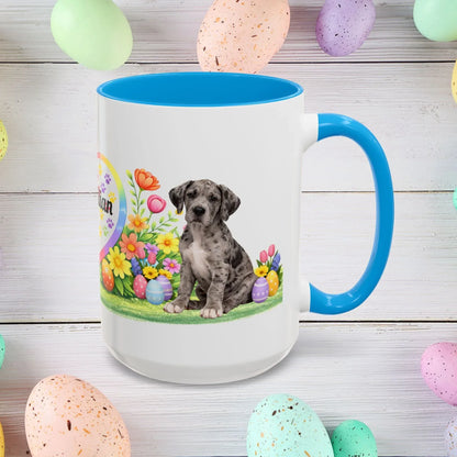 Shop our great dane merle puppy easter mug featuring the 15oz style option from MySisterIsASurvivor.