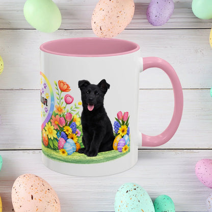 Shop our german shepherd black puppy easter mug featuring the 11oz style option from MySisterIsASurvivor.