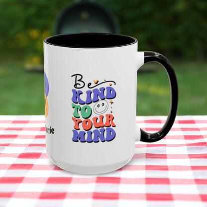 Be Kind to Your Mind - Personalized Retro Affirmation Mug for Positive Mental Health & Self-Care