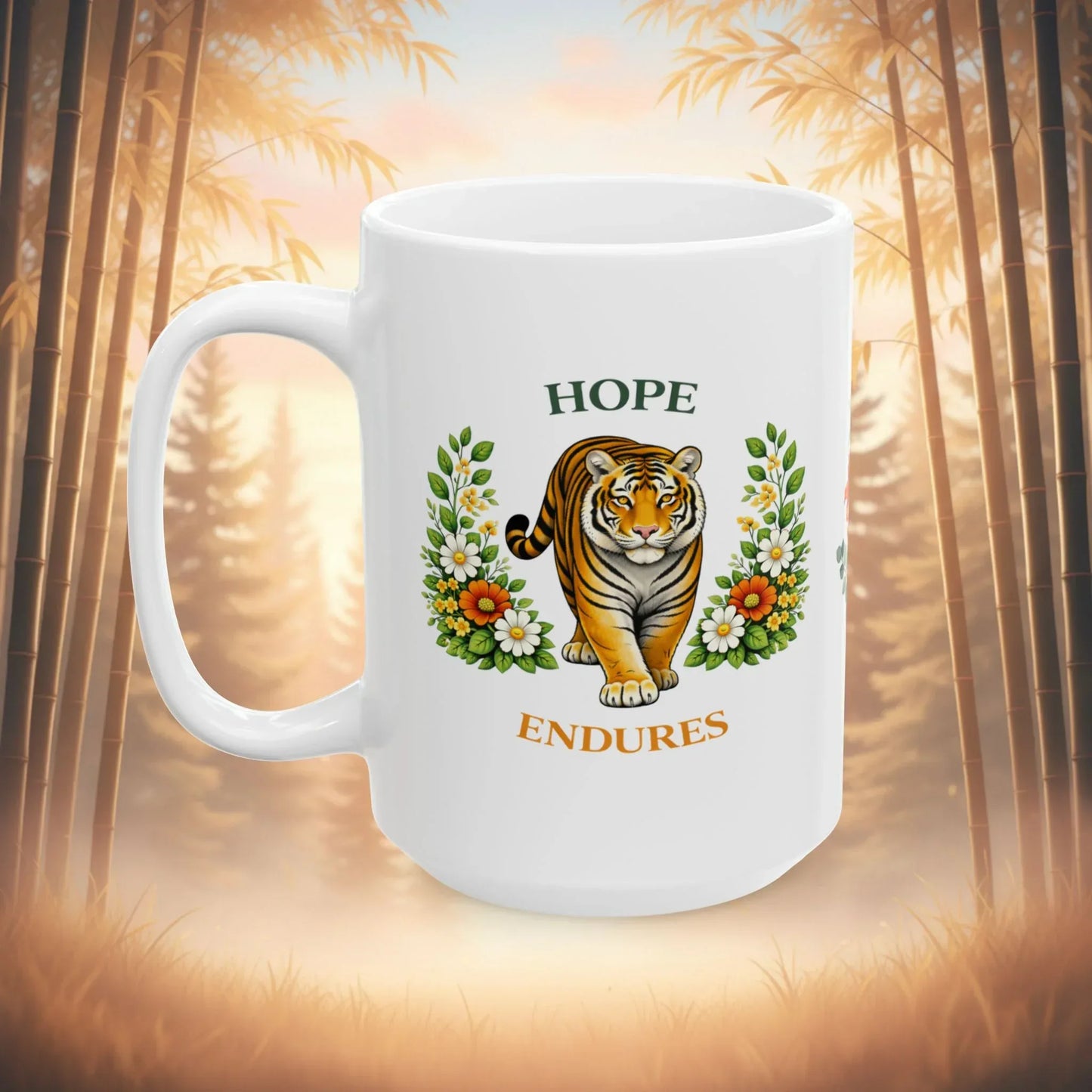 Shop our premium hope endures tiger mug from MySisterIsASurvivor.