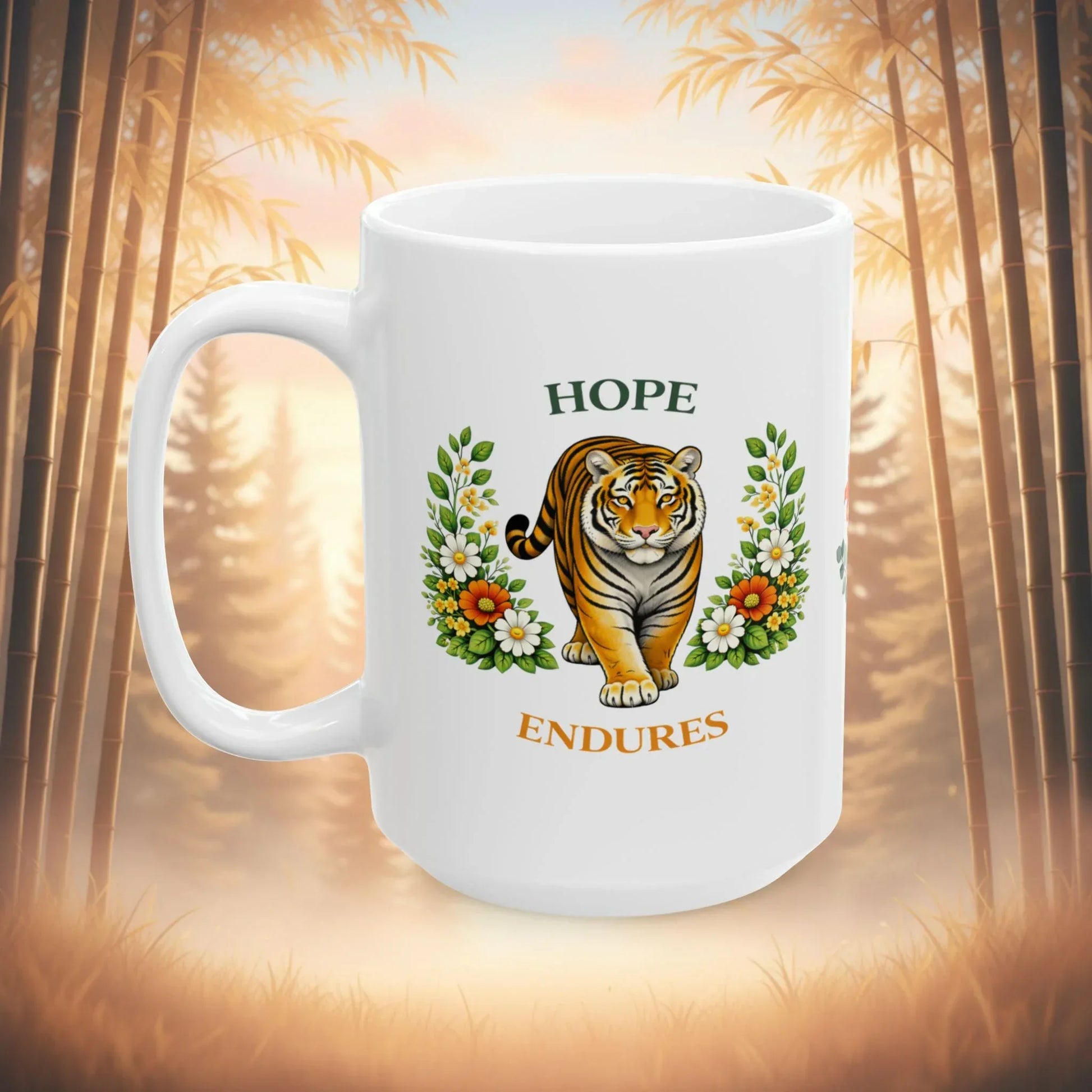 Shop our premium hope endures tiger mug from MySisterIsASurvivor.