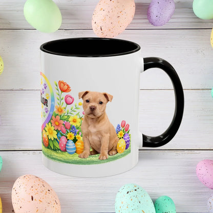 Shop our pitbull fawn puppy easter mug featuring the 11oz style option from MySisterIsASurvivor.