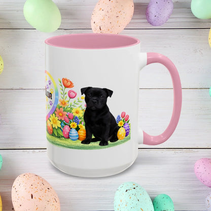 Shop our pitbull black puppy easter mug featuring the 15oz style option from MySisterIsASurvivor.