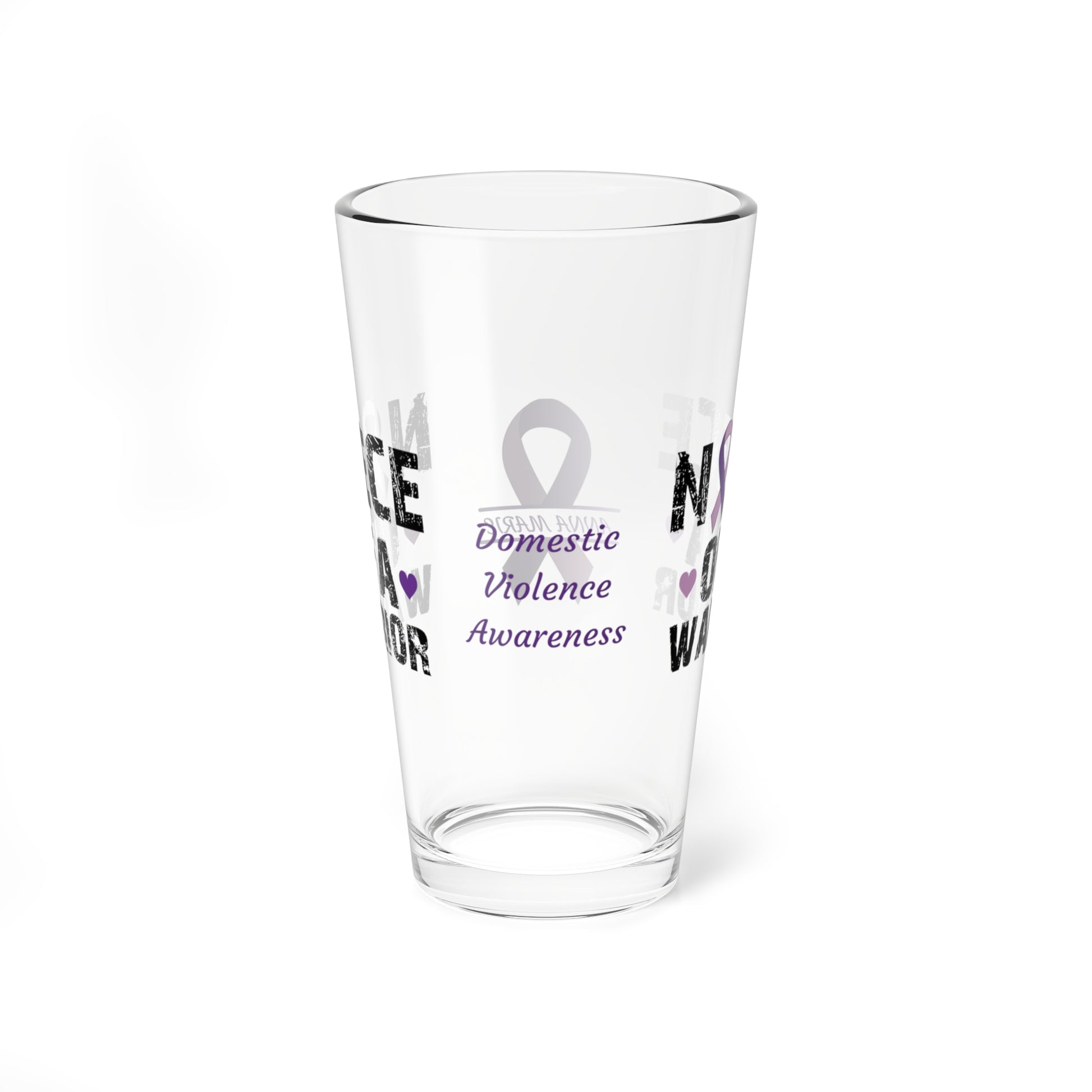 Niece of a Warrior: Personalized Domestic Violence Awareness Warrior Pint Glass - Proud Family Member