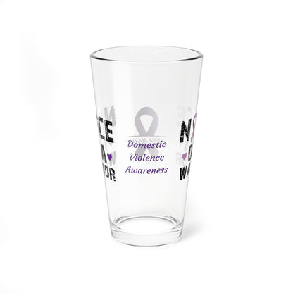 Niece of a Warrior: Personalized Domestic Violence Awareness Warrior Pint Glass - Proud Family Member