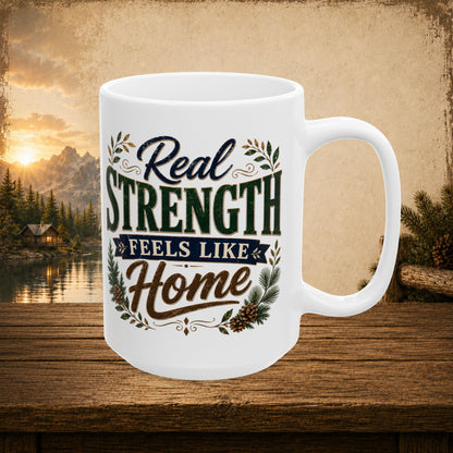Real strength feels like home personalized mug, warm Father’s Day gift for dad