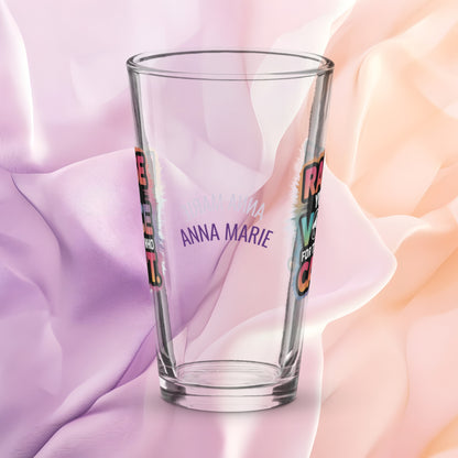 Raise Your Voice for Those Who Can't pint glass, survivor support awareness glass, empowerment message