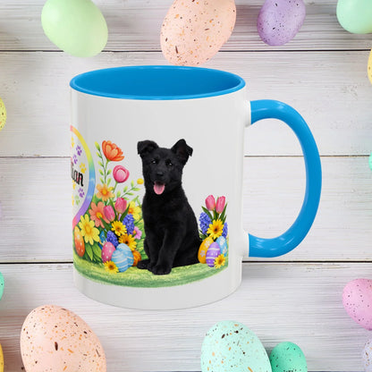 Shop our german shepherd black puppy easter mug featuring the 11oz style option from MySisterIsASurvivor.