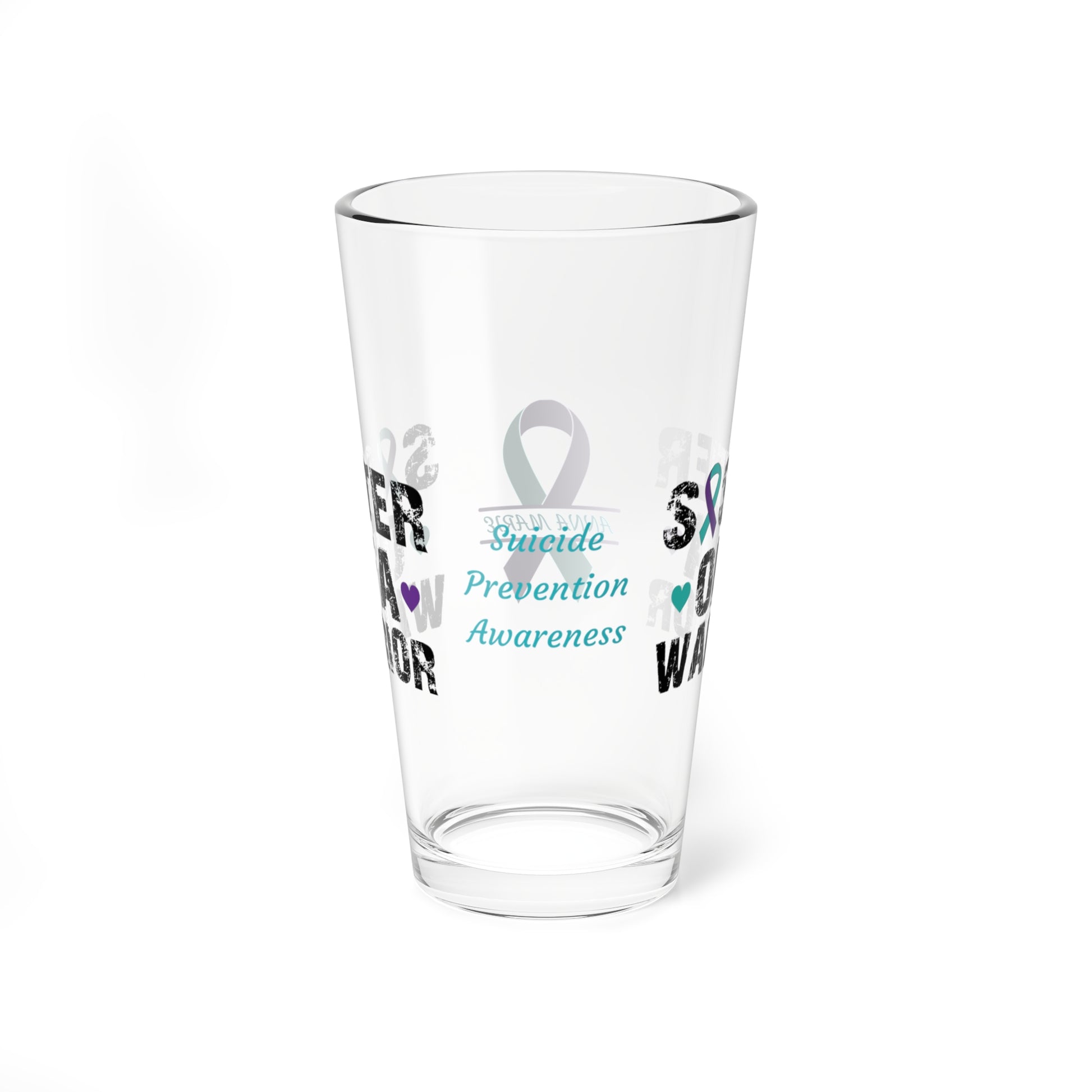 Sister of a Warrior: Personalized Suicide Prevention Awareness Warrior Pint Glass - Proud Family Member