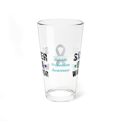 Sister of a Warrior: Personalized Suicide Prevention Awareness Warrior Pint Glass - Proud Family Member