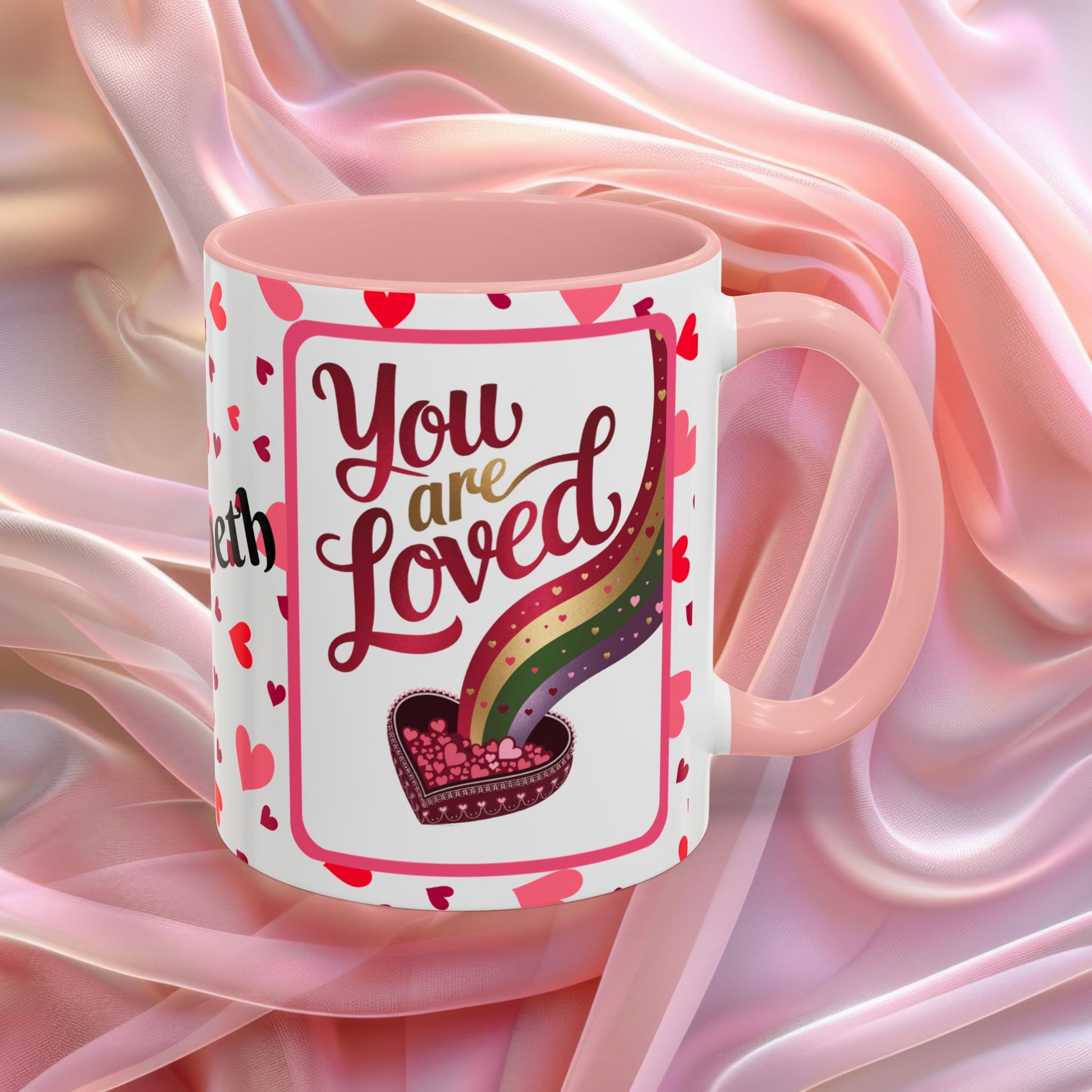 You Are Loved Valentines mug expressing care and connection, Valentine affirmation coffee cup