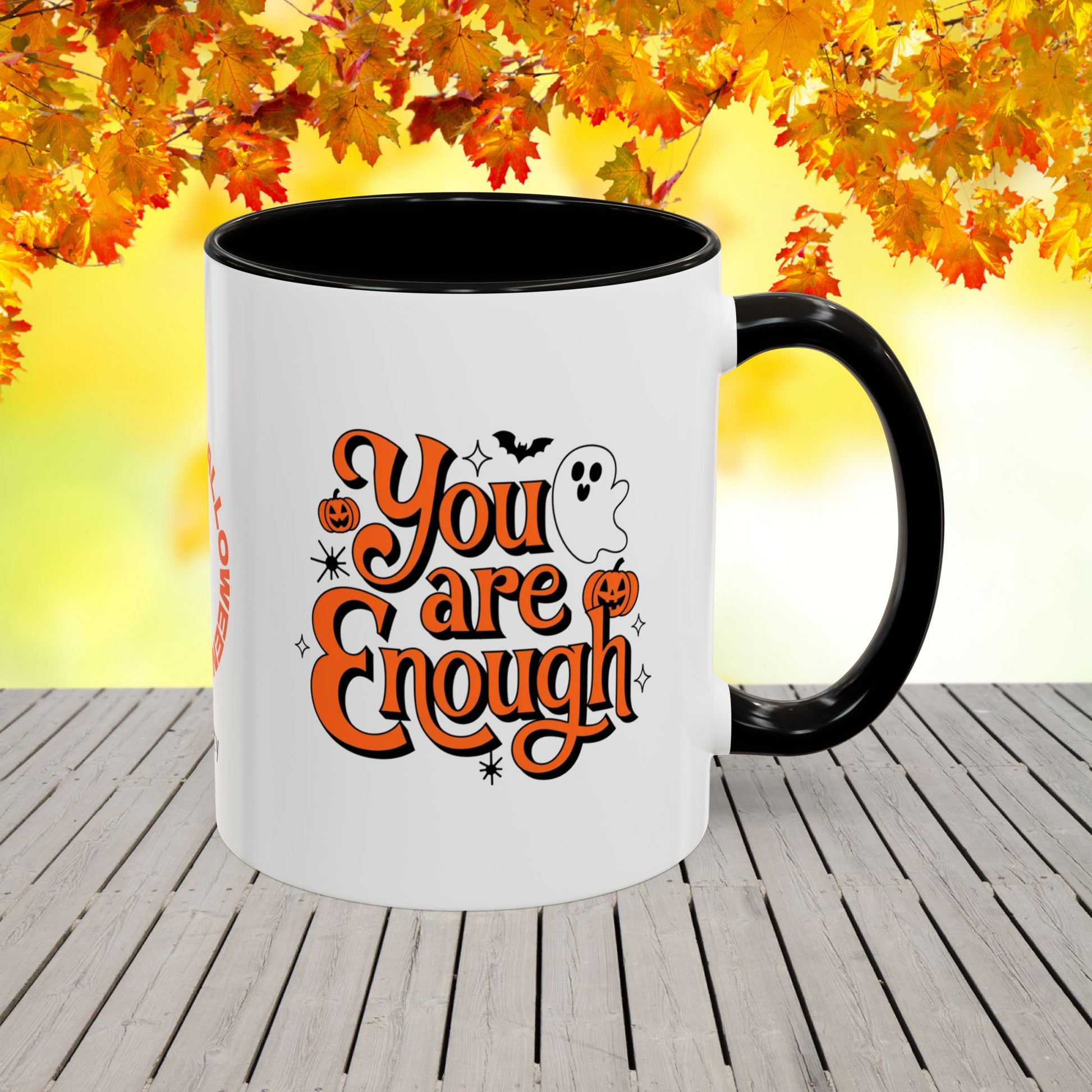 You Are Enough Halloween Mug -personalized Halloween coffee cup with name & positive message