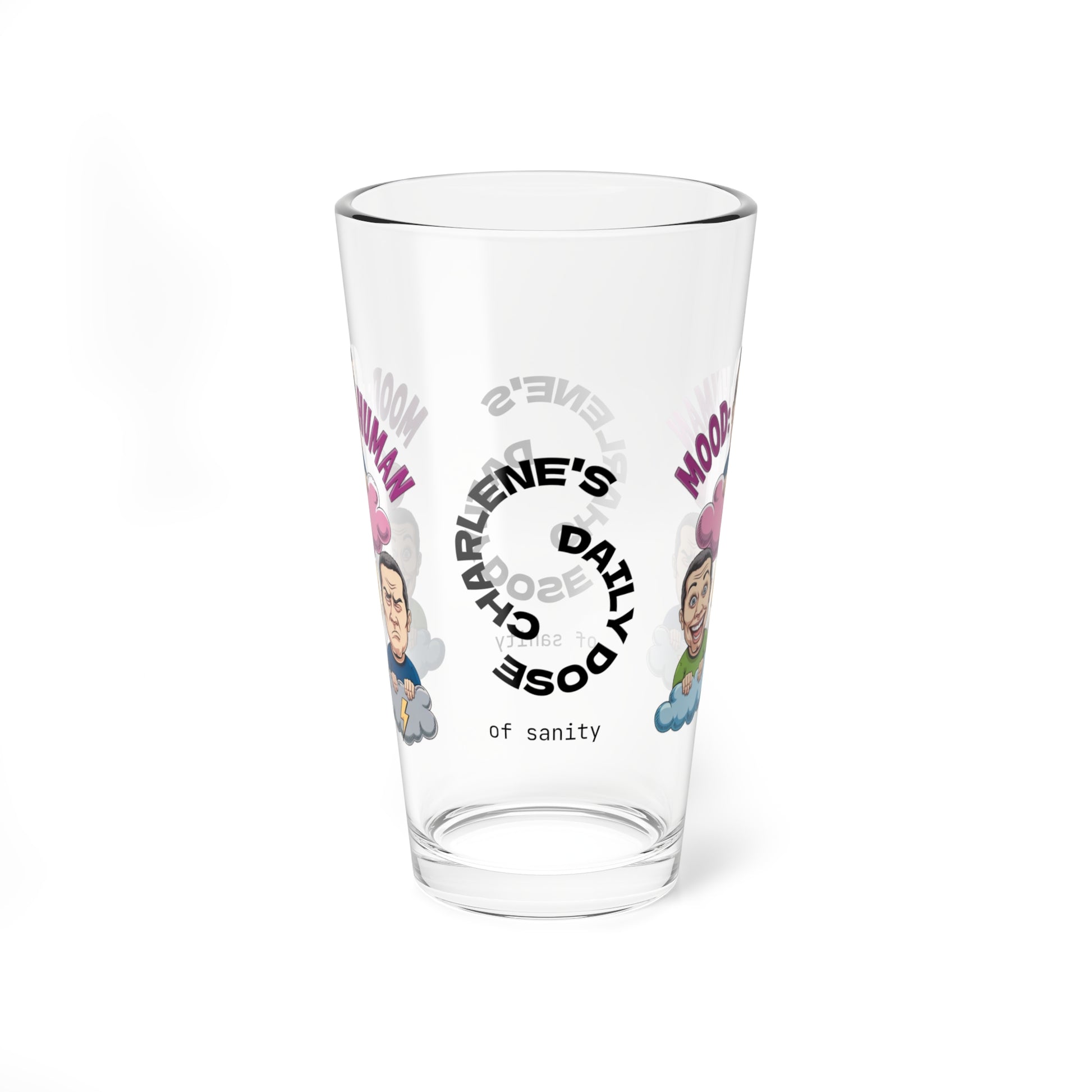 Mood: Human - Personalized Funny Pint Glass, Sassy Drinkware with Attitude, Daily Dose of Attitude and Humor