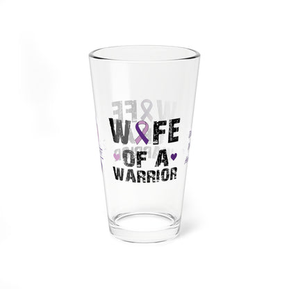 Wife of a Warrior: Personalized Domestic Violence Awareness Warrior Pint Glass - Proud Family Member