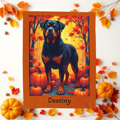 Black and Mahogany Rottweiler velveteen plush blanket, soft personalized dog throw for Rottie owners - MySisterIsASurvivor