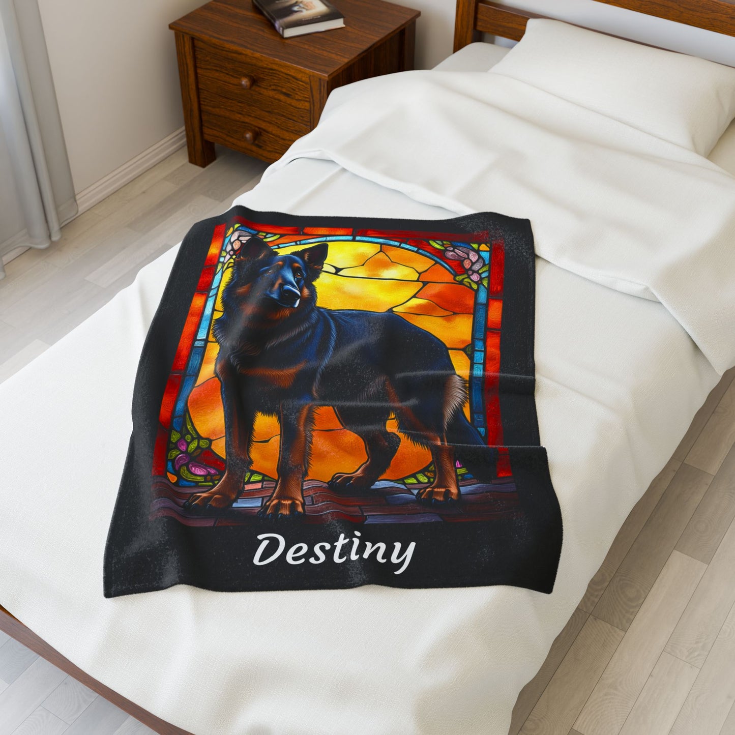 German Shepherd Black & Red Coat Blanket, Personalized Dog Lover Throw, Gift for Humans